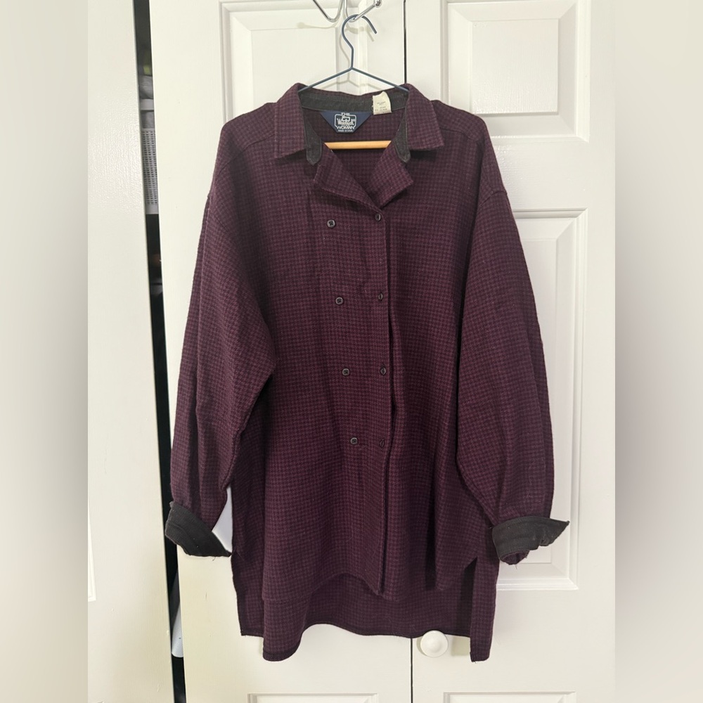 Burgundy wool rich winter Button-Up Shirt